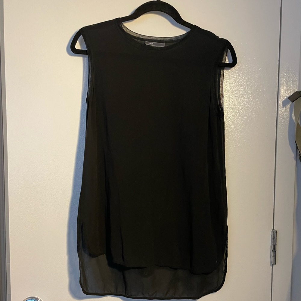 VINCE Black Silk sleeveless top Size Small